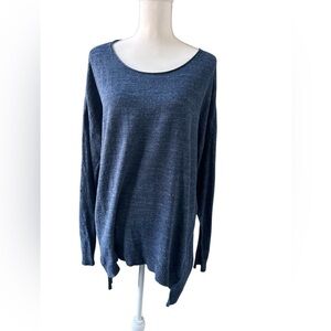 Eileen Fisher 100% organic cotton sweater tunic denim color size L button down